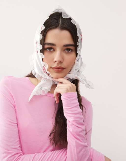 Reclaimed Vintage - Foulard en satin à logo brodé et imprimé nœuds et fleurs