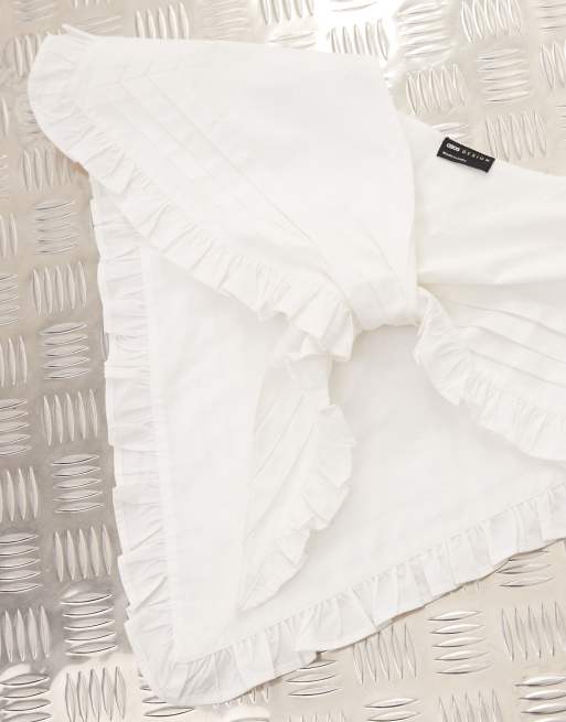 Reclaimed Vintage - Foulard plissé noué à l'avant - Blanc, 2 de 3