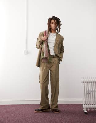 Reclaimed Vintage Frayed Pants In Beige-neutral