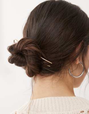 Reclaimed Vintage french hair pin in gold - view 1