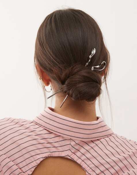 Reclaimed Vintage french hair pin in silver - view 1