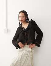Reclaimed Vintage funnel neck balloon sleeve sweater in gray heather
