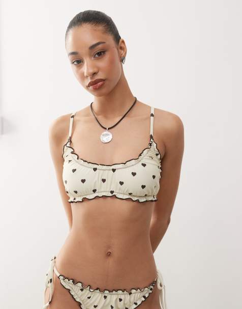 Reclaimed Vintage frilly bikini set in heart choc print - view 1