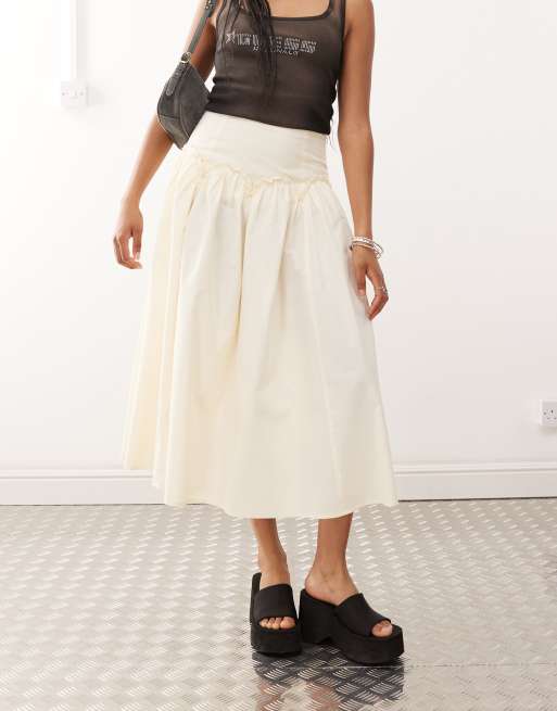 ◆BADBLOOD◆ Breeze Midi Skirt Cream BRAX CREAM MIDI SKIRT | Dissh