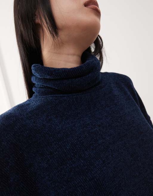 Reclaimed Vintage funnel neck jumper in navy ASOS