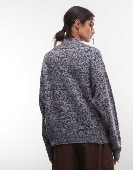 Reclaimed Vintage funnel neck oversized knitted cardi in gray, 4 of 4