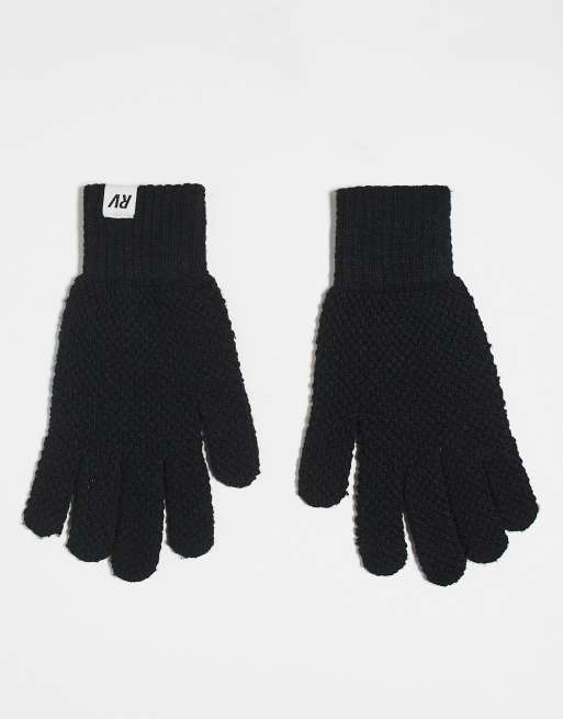 Reclaimed Vintage - Gants unisexes gaufrés d'ensemble - Noir