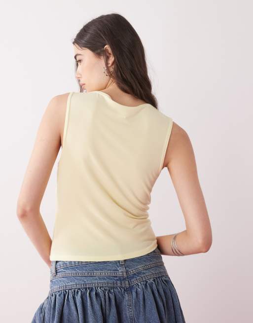 Reclaimed Vintage gathered bust v-neck tank in butter yellow  