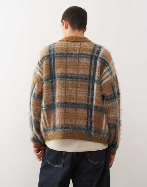 Reclaimed Vintage - Geborsteld gebreid vest in neutrale ruit, 3 van 5