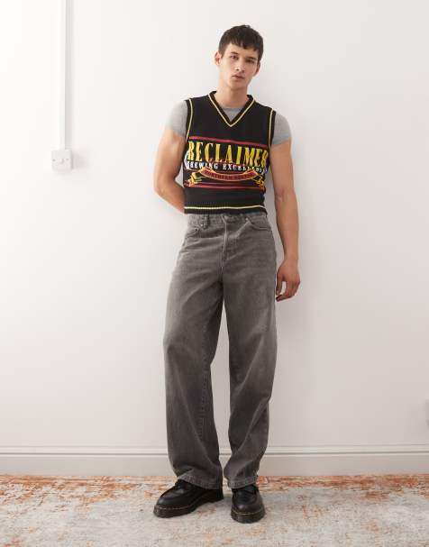 Reclaimed Vintage - Gebreide tanktop met V-hals en pubprint in zwart - view 1