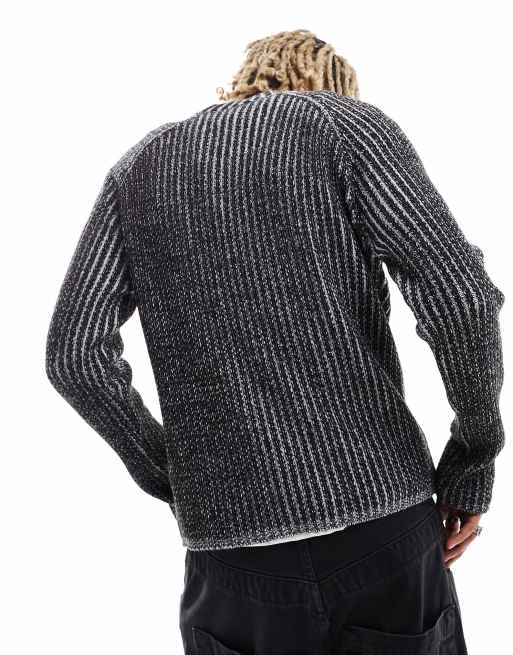 Reclaimed Vintage Gebreide trui met tweekleurige ribbels in antraciet ASOS