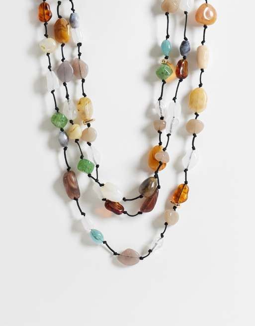 Reclaimed Vintage - Gelaagde ketting met siersteentjes in multi