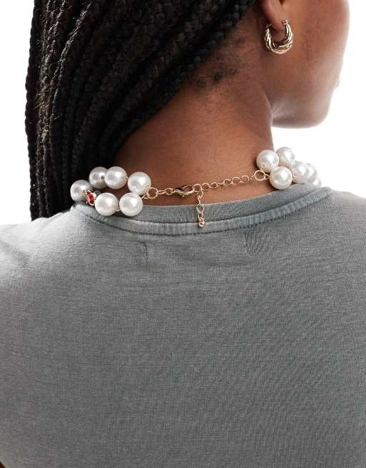 Reclaimed Vintage - Gelaagde parelketting met gekleurde stenen, 4 van 4