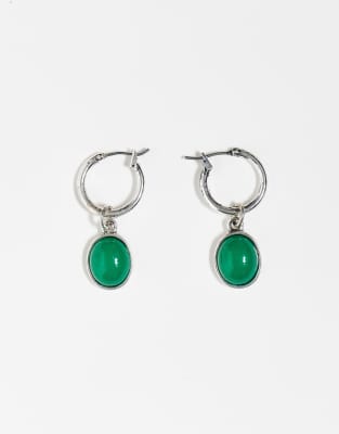 gem drop earrings-Silver