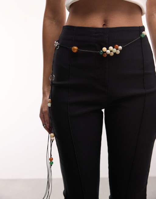 Reclaimed Vintage gem stone cord belly chain in multi