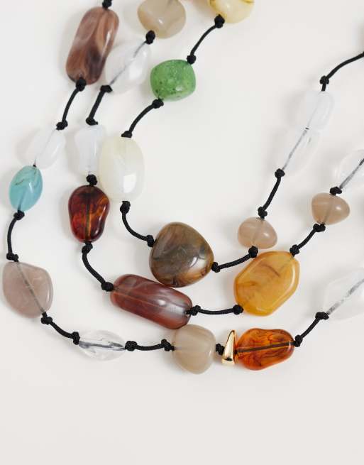 Reclaimed Vintage gem stone layered necklace in muti, 4 of 4