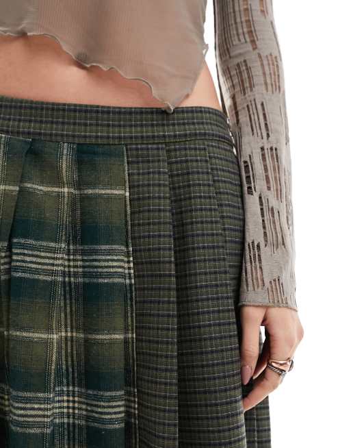 Reclaimed Vintage genderless asymmetric kilt skirt in check, 4 of 4
