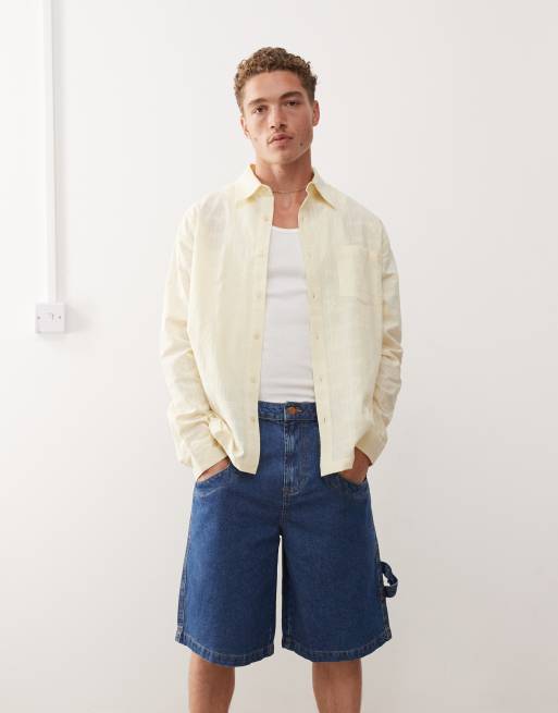 Reclaimed Vintage - Gennemsigtig skjorte med broderier i gul