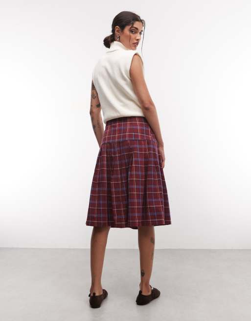 Reclaimed Vintage geruite kilt met frogging-afwerking, 2 van 5