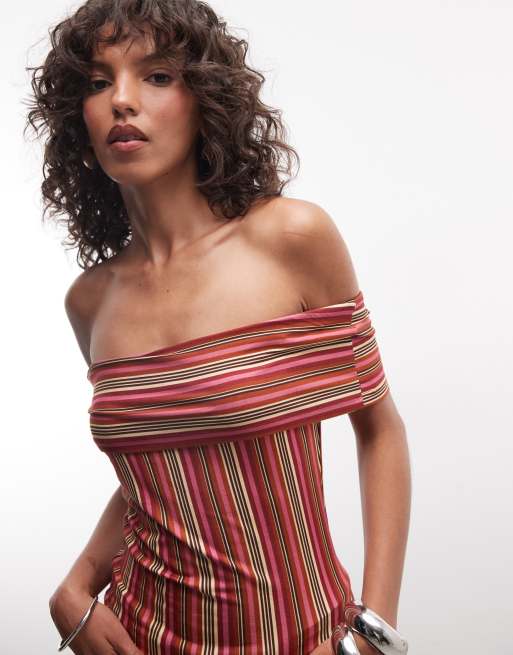 Reclaimed Vintage - Gestreepte bardot top van jersey