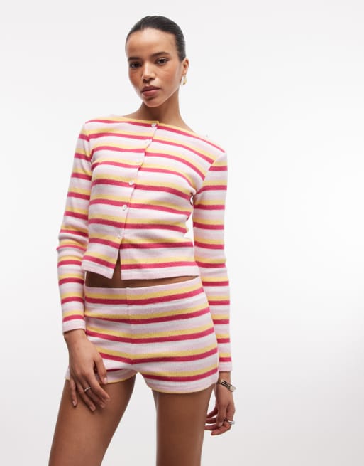 Reclaimed Vintage - Gestreepte hotpants in multi, deel van co-ord set