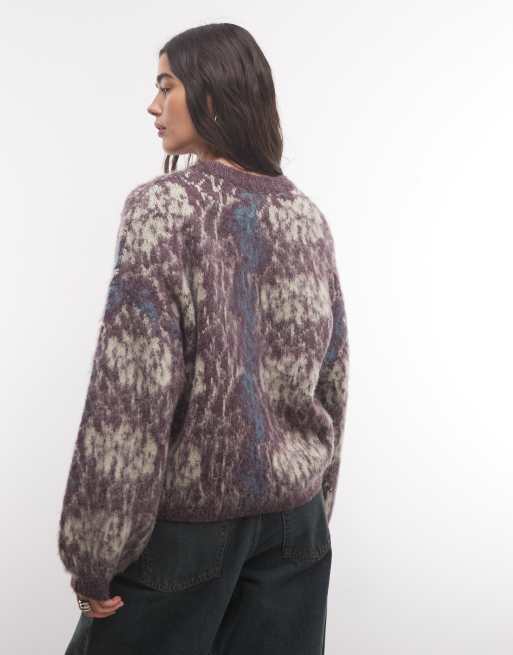 Reclaimed Vintage gestrickter Pullover mit Ballonärmeln und angerautem Finish im Blumenmuster, 4 von 4