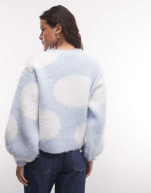 Reclaimed Vintage gestrickter Pullover mit Ballonärmeln und Wolle mit Punkten, 4 von 4