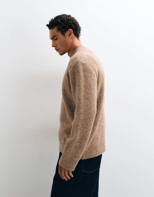 Reclaimed Vintage gestrickter Pullover mit Wolle in Steingrau, 2 von 5