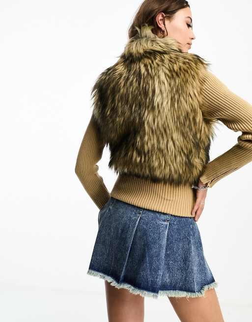 Reclaimed Vintage - Giacca con pelliccia sintetica sul davanti, 4 di 4