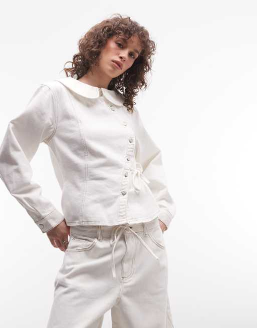 Reclaimed Vintage - Giacca stretta in vita bianca