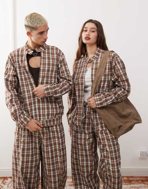 Reclaimed Vintage - Giacca unisex con stampa a quadri in coordinato