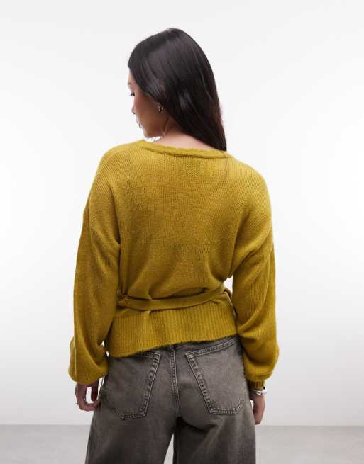 Reclaimed Vintage - Gilet cache-cœur en maille - Vert sauge, 4 de 4