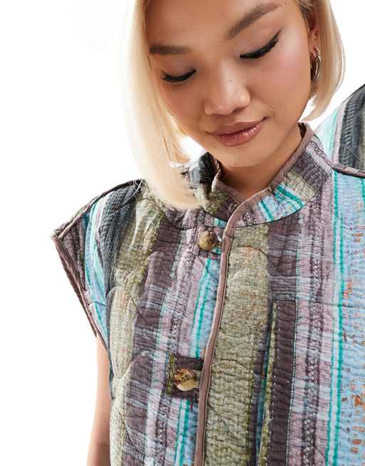  Reclaimed Vintage - Gilet unisex trapuntato a righe, 4 di 4