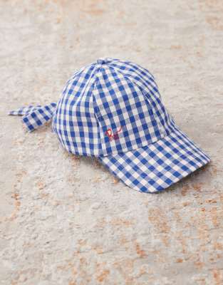Reclaimed Vintage Gingham Cap With Bow Tieback-multi In Multi