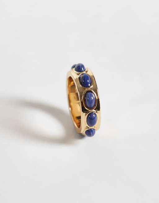 Reclaimed Vintage gold band ring with blue lapis stones, 3 of 3