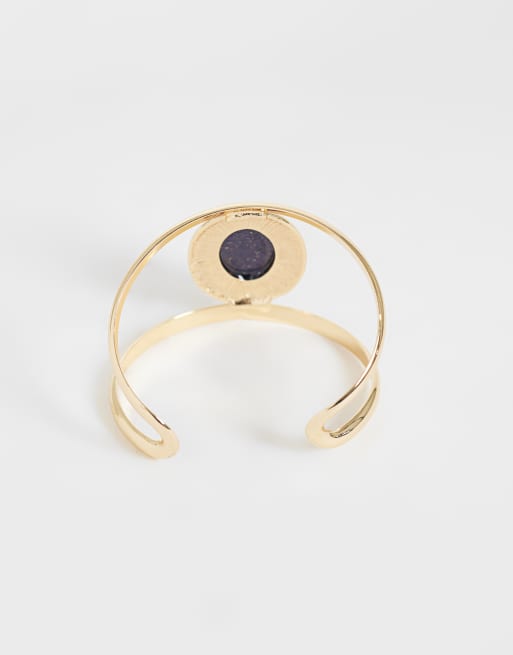 Reclaimed Vintage gold molten cuff with blue lapis stone, 3 of 3