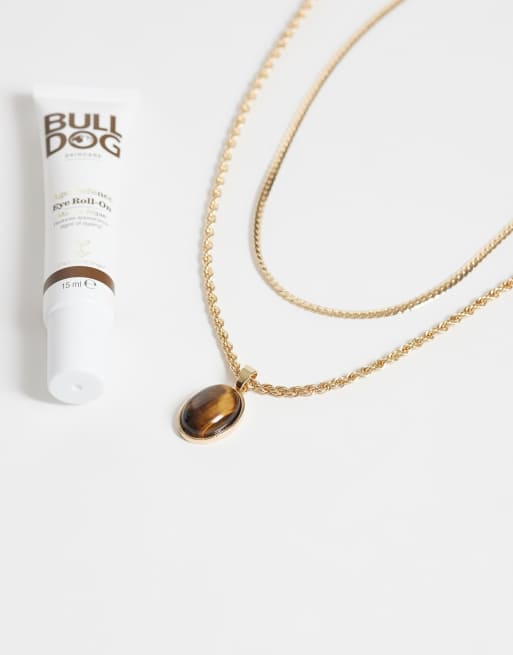 Reclaimed Vintage gold neck chain and pendant with semi precious tigers eye stone, 4 of 4