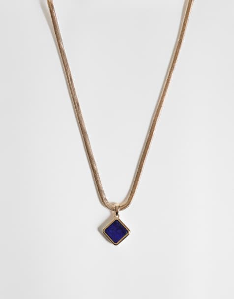 Reclaimed Vintage gold pendant with blue lapis stone - view 1