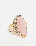 [Reclaimed Vintage] Reclaimed Vintage gold ring with faux rose quartz XS gold