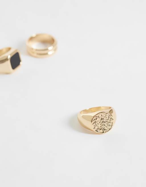 Reclaimed Vintage gold-tone 3 pack of rings with black stone, 3 of 3