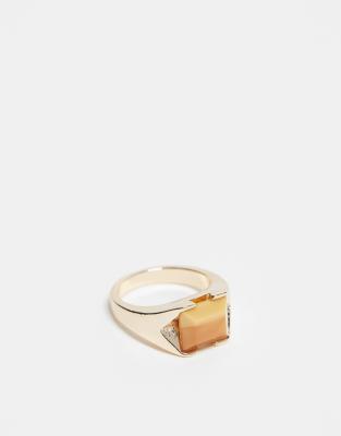 Reclaimed Vintage - Goldfarbener Unisex-Ring für den kleinen Finger mit Kunststein