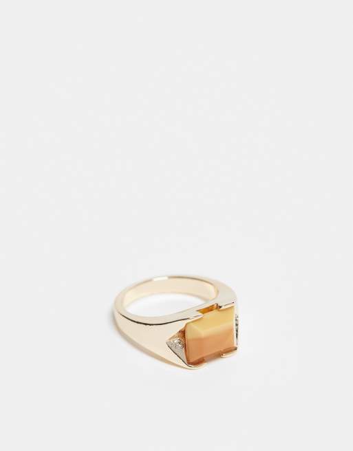 Reclaimed Vintage – Goldfarbener Unisex-Ring für den kleinen Finger mit Kunststein