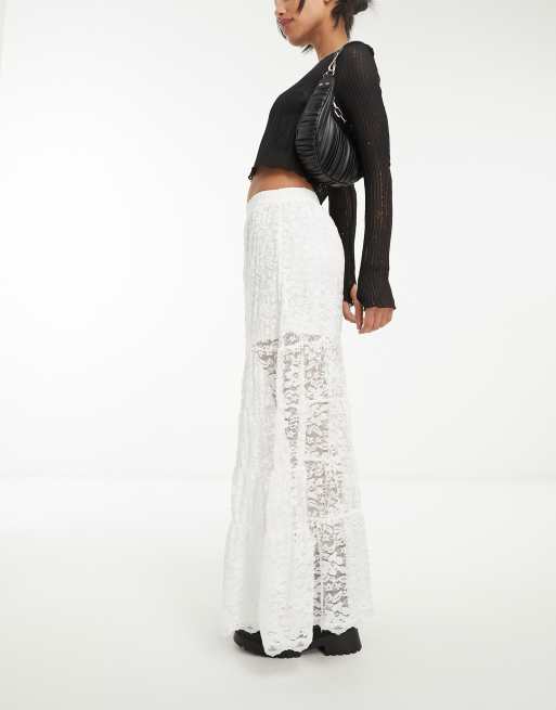 Reclaimed Vintage - Gonna lunga in pizzo bianco a balze