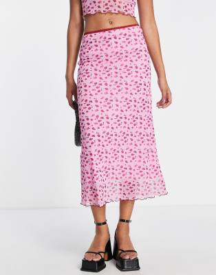 Reclaimed Vintage ditsy print midi skirt co-ord in pink - ASOS Price Checker