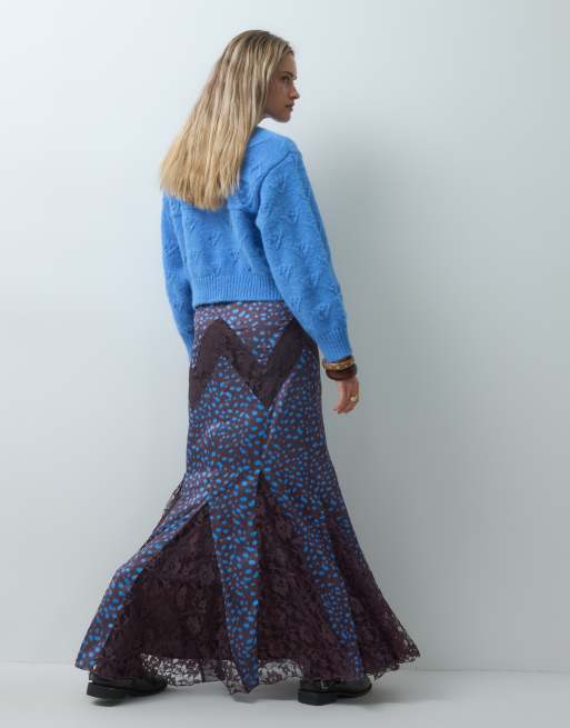 Reclaimed Vintage gonna sottoveste con inserti godet in pizzo e stampa animalier, 5 di 5