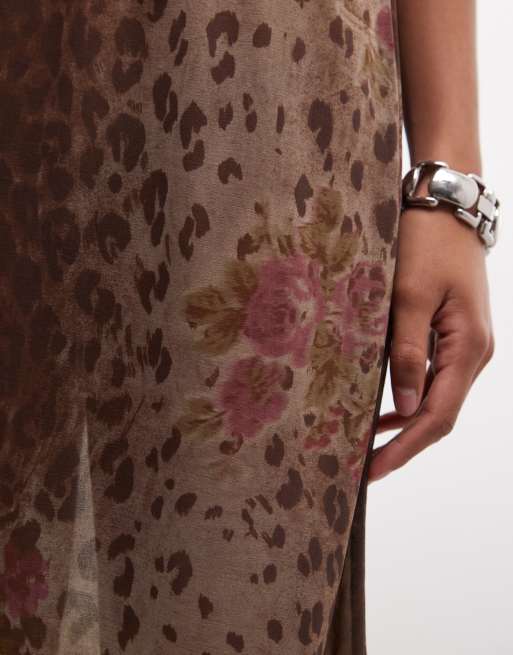 Reclaimed Vintage gonna sottoveste midi a fiori animalier, 5 di 5