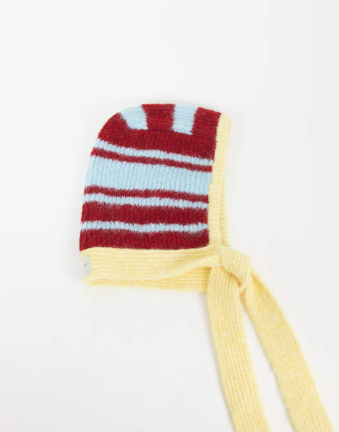 Reclaimed Vintage - gorro con raya roja y azul y borde amarillo en contraste - view 1