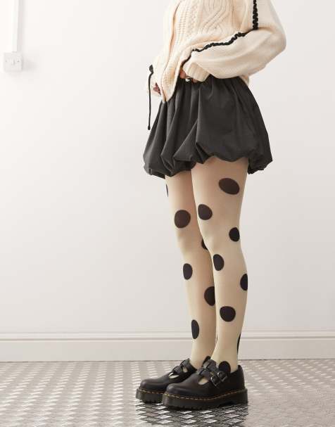 Reclaimed Vintage – Gräddvita och svartprickiga strumpbyxor - view 1