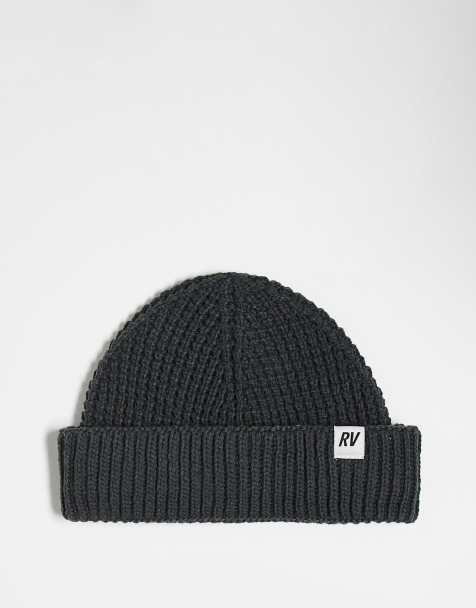 Reclaimed Vintage – Grafitowa czapka beanie o waflowej fakturze z logo, część zestawu - view 1