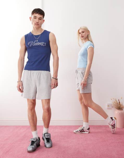 Reclaimed Vintage – Gråmelerade jersey-shorts i kortare längd och unisex-modell - view 1